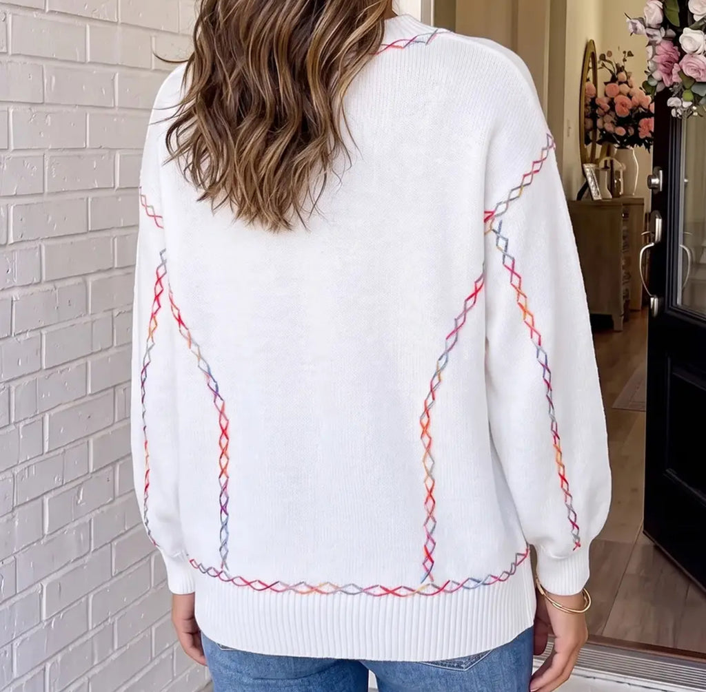 Rainbow Block Stitched Sweater