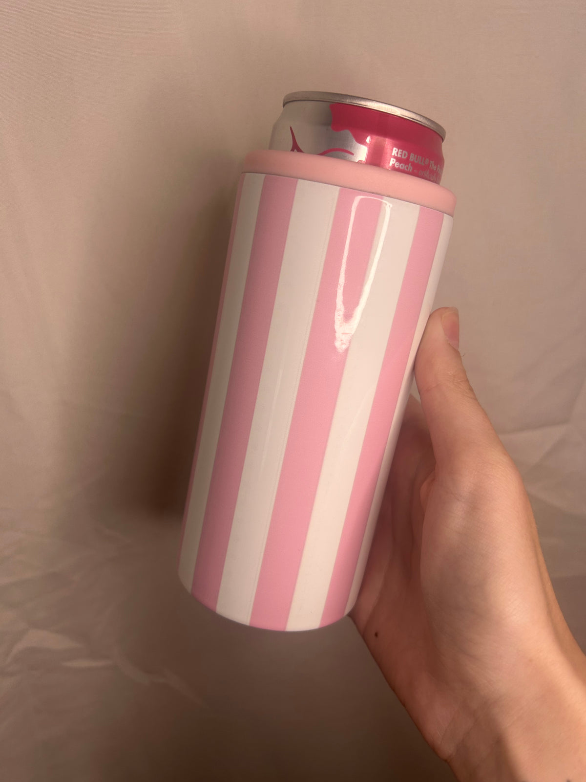 Pink Striped Hard Cooling Can